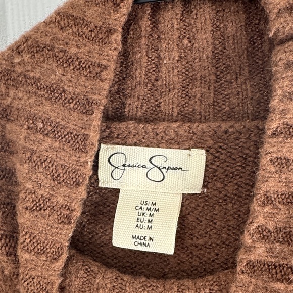 Jessica Simpson Chocolate Floral Knit Turtleneck Sweater - Picture 3 of 3